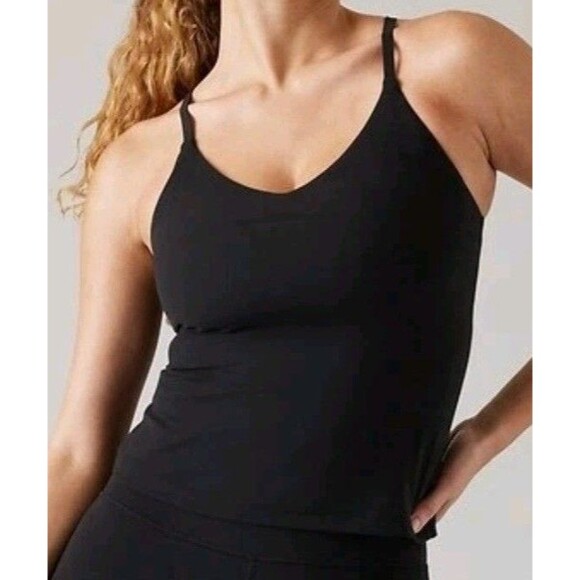 Athleta XL Extra Large A/C Elation V Neck Support Top Black NEW! #659059 - Picture 1 of 9